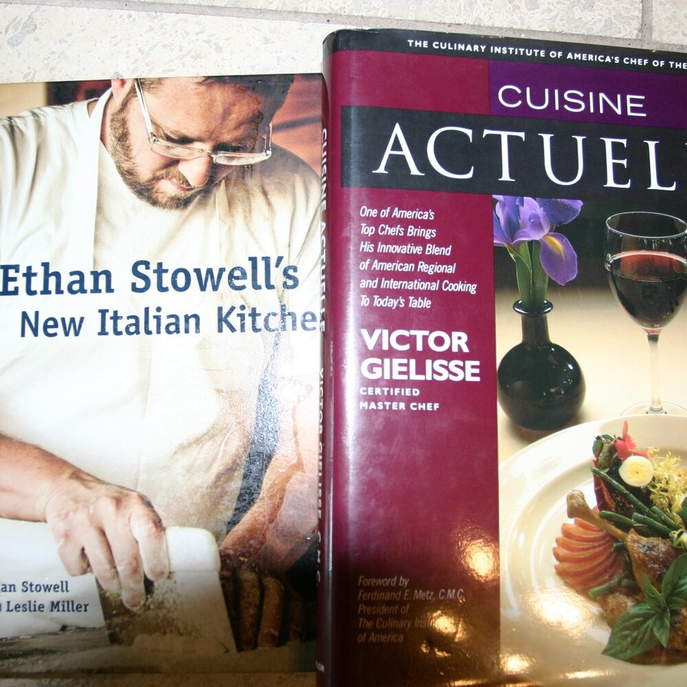 BUNDLE-TWO hardcover gourmet cookbooks by celebrated chefs